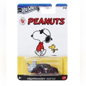 Peanuts Hot Wheels Silver Series 1/5 Toy Car - Volkswagen Beetle Collectible NWT